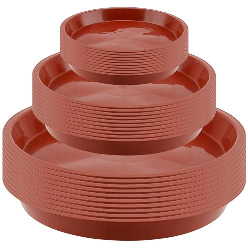 MAHIONG 30 Pcs 12cm 18cm 24cm Red Plastic Plant Saucer Set, Round Flower Plant Saucer, Plant Pot Drip Tray For Indoor Outdoor Planter