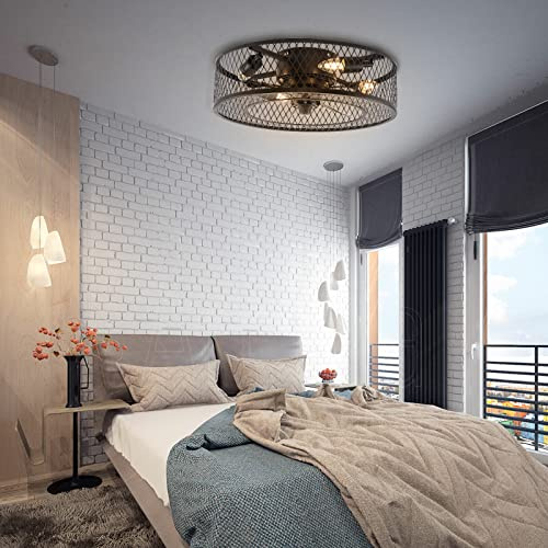 Caskunbsy LED Ventilador de techo,Lámpara de techo regulable ventilador luz lámpara de luz decorativa con mando a distancia 45,7cm