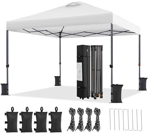 Yaheetech Tonnelle de Jardin 3 x 3 m Tonnelle Pliante, Tente Imperméable avec Sac de Transport Sac de Sable Cordes et Piquets pour Mariage Camping Jardin Fêtes Foire Blanc