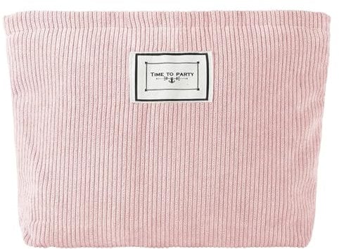 LightBeacon Trousse de Toilette, Trousse Maquillage Femme, Trousse Toilette Femme, Trousse Cosmétique en Velours Côtelé, Trousse à Cosmétiques pour Femmes et Filles, Rose