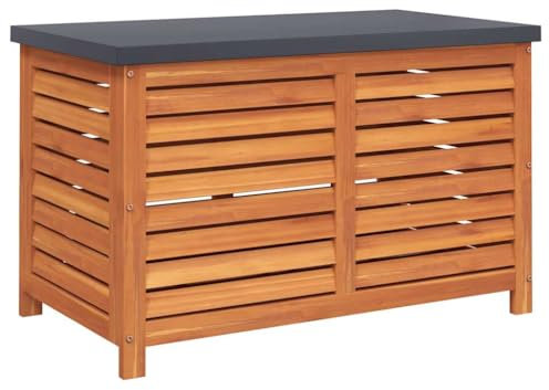vidaXL Gartenbox, Auflagenbox mit Stauraum, Kissenbox Boden aus Latten, Gartentruhe Kissentruhe Aufbewahrungsbox, Massivholz Eukalyptus, 90x48x55 cm