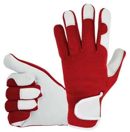 COLOURLINX Leather Gardening Gloves For Mens Gents Adults- Thorn Proof Rose Pruning Garden Gloves MultiPurpose Safety Work Gloves Thick Rigger Gardner Gloves (Red, XXL)