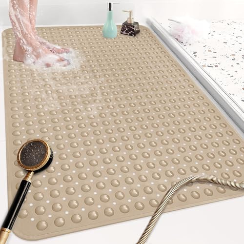 nky Rutschfeste Duschmatte: 120 x 80 cm, extra große TPE-Duschmatten für Innendusche, rutschfeste Duschkabine mit Ablaufloch und Saugnäpfen für ältere Menschen