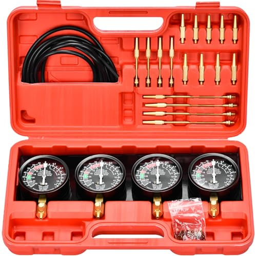 Rlongtou Professionale Sincronizzatore Carburatore per Vuoto Set di Strumenti con 4 Manometro e Adattatore