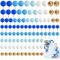 Bouiexye 75 Pieces Cake Balls Topper Decorations Foam Cupcake Topper Mini Balloon Cake Topper Balls Cake Picks for Cake Deco Birthday Party Wedding（Blue Gold White Series）