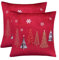 Tosleo 2 Stück Kissenbezug Weihnachten 40x40 cm Dekokissen Samt Kissenhülle Rot Weihnachtsbaum Kissenbezüge für Sofa Wohnzimmer Schlafzimmer Festival Party