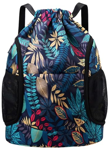 FAVORTALK Kordelzug Turnbeutel Damen Faltbar Sportbeutel - Wasserdicht Große Kapazität Rucksack mit Tunnelzug Sportrucksack mit Netztasche Kordelzug-Tasche Sport Rucksäcke - JSB10827