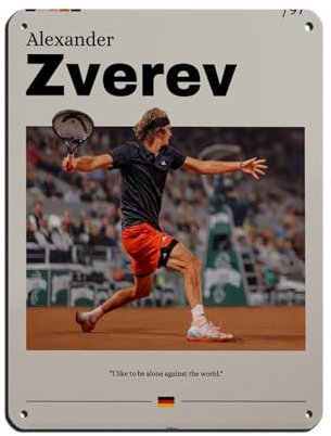 GJHTQLP Alexander Zverev (3) Blechschild, Vintage, Metall, Pub, Club, Café, Bar, Zuhause, Wandkunst, Dekoration, Poster, Retro, 30 x 40 cm