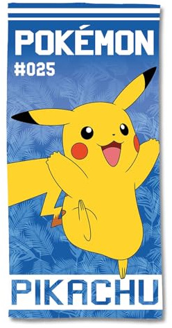 SAHINLER créateur d'univers Pokemon - Serviette De Plage Pokémon Pikachu 0025 75x150 cm - 100% Coton - 300 GSM - Bleu