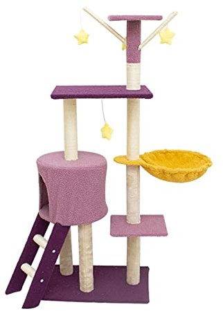 GLigeT Cat Climbing Tower Cat climbing frame, cat litter, cat tree, one large cat shelf, cat scratching board toy jumping platform, cat scratching post, cat supplies Cat Climbing Frame(Purple)
