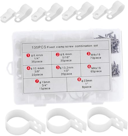 Hohopeti 1 Satz R-klemme Drahtklammern Befestigungsclip Für Die Kabelführung Befestigungsclips Für Lichterketten Drahthalter Für Die Wand Seil Lichtclips Clips Für Außenleuchten Weiß Eisen