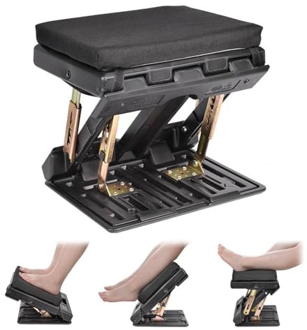 heninhill Fußstütze Schreibtisch Fußablage Höhenverstellbar, Ergonomischer Fußhocker mit Massage für Büro Zuhause (Holzkohle)