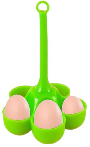Silicone Egg Cooker - Heat Resistant Tray, Egg Boil Holder | 5 Grid Silicone Boiled Egg Rack, Durable Long Handle Steamer Stand, S
