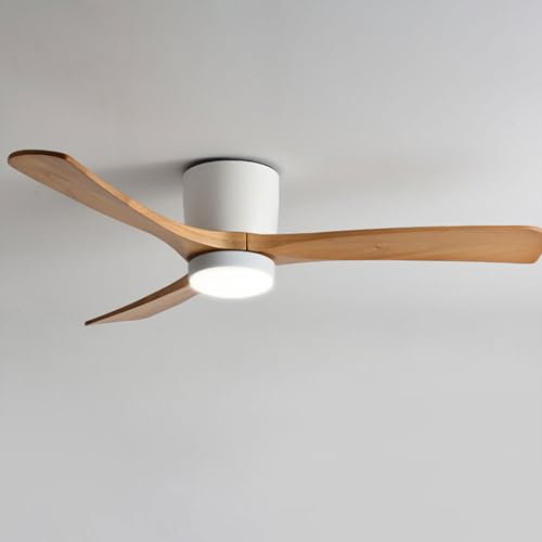 Pilanp Quiet Ceiling Fan with Light Nordic Indoor Ceiling Fan Light Remote 6 Gear Wind Speed Ceiling Fans 12W LED Ceiling Lights Fan Lighting Wooden Blades for Living Room Dining Room Bedroom