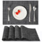 Myir JUN Salvamanteles Individuales Juego de 4,Lavables Manteles Plásticos de Vinil de Esteras,Resistentes al Calor Antideslizante Fácil de Limpiar y Impermeable 30x43.5cm(Gris Negro Oscuro)