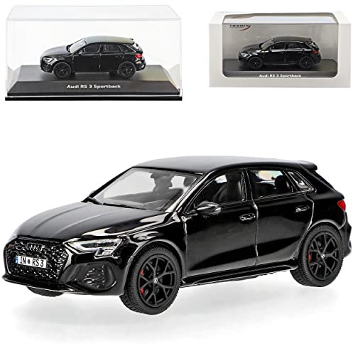 alles-meine.de GmbH A*U*D*I A3 RS3 Typ 8YA Sportback Schwarz Ab 2020 1/43 i-Scale Modell Auto mit individiuellem Wunschkennzeichen