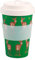 ECO CHIC Recycled Travel Coffee Cup 400ml Microwave Dishwasher Safe Plastic Travel Mug (Deer Green)