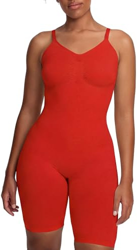 CFab Shapewear Damen Bauchweg Figurformender Nahtloser Bodysuit mit Shorts | Body Shaper mit verstellbaren Trägern formt Bauch, Taille und Oberschenkel für eine glatte Silhouette