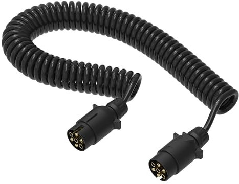 AUPROTEC Anhänger Verlängerungskabel 12V 3,5m – 7-polig – Kunststoffstecker – Spiralkabel für für LKW, PKW, NFZ, Anhänger, Trailer, Auflieger