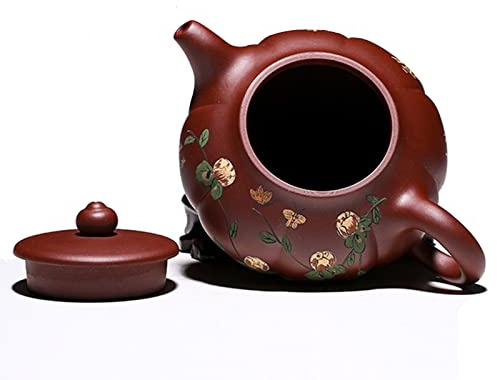 Ceramic Cooking Pot ，Small Copper Saucepans Hand Painted Zisha Teapot Purple Clay 280ml/9.8oz - Rich and Long Mud Kettle
