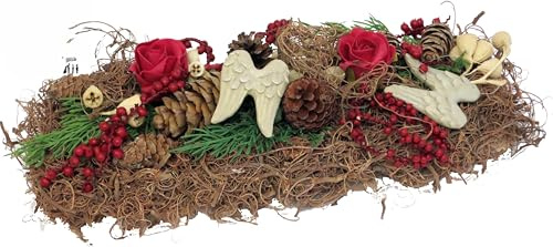 Grabschmuck Grabfries mit Foamrosen und Engelflüge, wetterfest CreaFlor Home