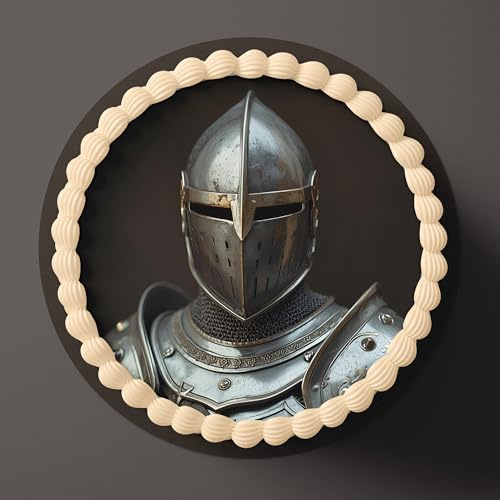 CGD Personalisierbarer Essbare Tortenaufleger aus Fondant oder Esspapier – Dekorative Kuchendeko für Geburtstag, Party & besondere Anlässe - Ritter L5 (Fondant)