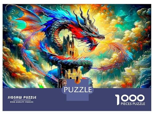 Dragón en el Cielo Puzzle 1000 Piezas (70x50cm): Arte Abstracto cósmico, estimulación Creativa, decoración Mural & Regalo de cumpleaños para Adolescentes.