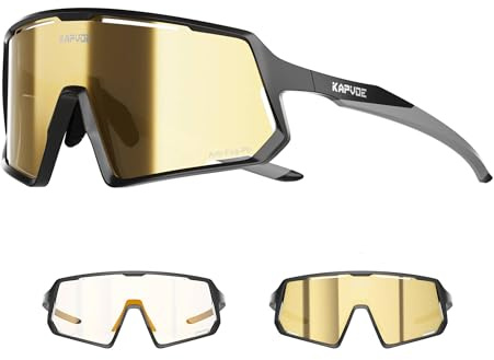 KAPVOE Anti-Beschlag Selbsttönend Fahrradbrille Herren Damen Photochrome Schnelle Brille Sport Sonnenbrille Klar Rennrad Brille Radbrille Sportbrille MTB K164