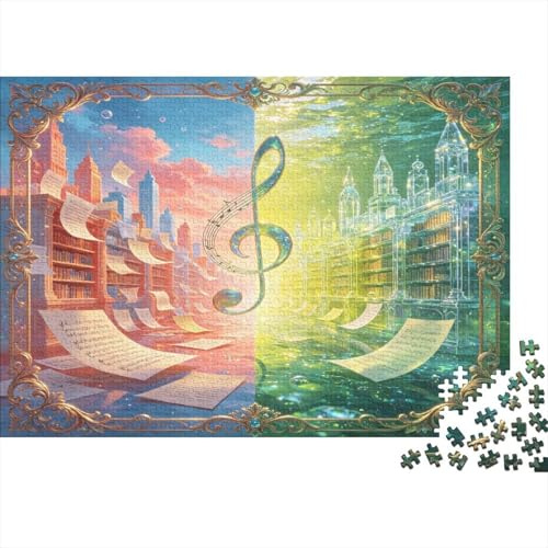 Fantasy Music Score City 1000 Piece Jigsaw Puzzle Paper Jigsaw Puzzle for Adults Dream Scene Relax Focus Home Decoration nan