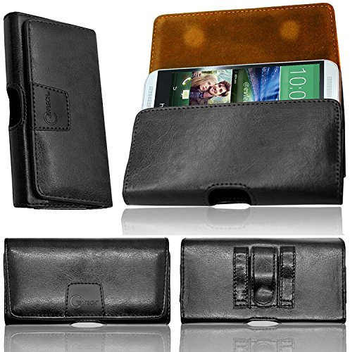Custodia a fondina in pelle realizzata a mano per Samsung Galaxy Note 3 Neo con due passanti e clip con doppia calamita, con vera cucitura, morbida microfibra interna