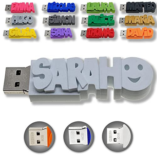 Individueller persönlicher USB Stick Datenstick mit eigenem Namen/Schriftzug und Farbe nach Wahl - USB 3.0 – 8GB, 16 GB oder 32 GB – einzigartiges Geschenk