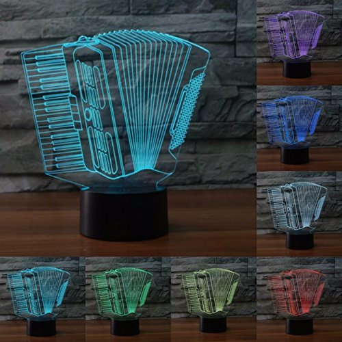 Jinson well 3D akkordeon Nachtlicht Lampe optische Nacht licht Illusion 7 Farbwechsel Touch Switch Tisch Schreibtisch Dekoration Lampen mit Acryl Flat Base USB Spielzeug