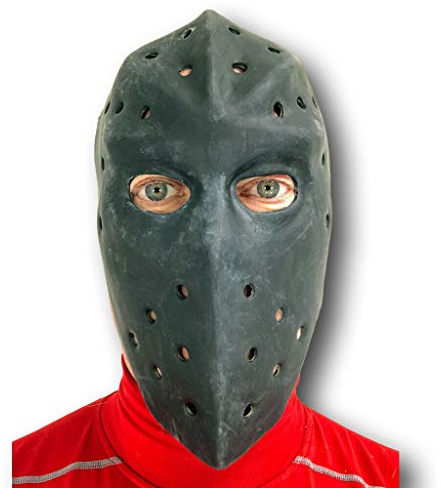 Rubber Johnnies Johnniesfx Latex-Hockey-Maske, Jason, gruselig, Filmrequisite, Halloween, Zubehör, Horror, Cosplay, Einheitsgröße, Kostüme, Freitag