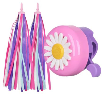 PLATT Bike Bell for Kids, Bike Horn for Boys and Girls Bike with 1 Pair Bike Streamer Tassels,Pink+Purple