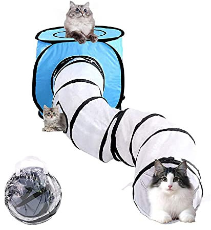 Wuudi Katzentunnel Röhre und Zelt, Faltbares kreative katzenröhre Katzenzelt, Katzenwürfel Pop Up Indoor Outdoor Spielzeug für Katze/Welpe/Kaninchen