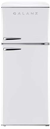 Galanz GLR12TRDEFR Refrigerator, Dual Door Fridge, Adjustable Electrical Thermostat Control with Top Mount Freezer Compartment, Retro White, 12.0 Cu Ft