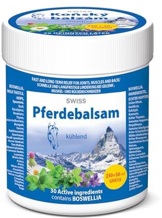 SWISS Pferdesalbe kühlend 300ml für Gelenke, Muskel und Rücken mit Mariendistel, Boswellia, Menthol