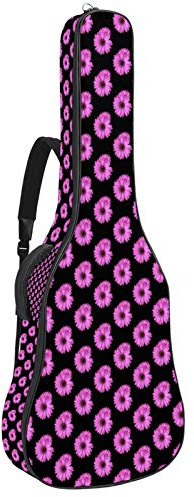 Gitarrentasche mit Reißverschluss, wasserdicht, weich, für Bassgitarre, Akustik- und klassische Folk-Gitarre, lila Gänseblümchen