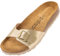 Palado Pantoletten Damen Malta Arizona – gefertigt aus hochwertigem Material – moderne Metallic-Oberfläche – weiches Veloursleder-Fußbett Gold UK9,5 - EU43