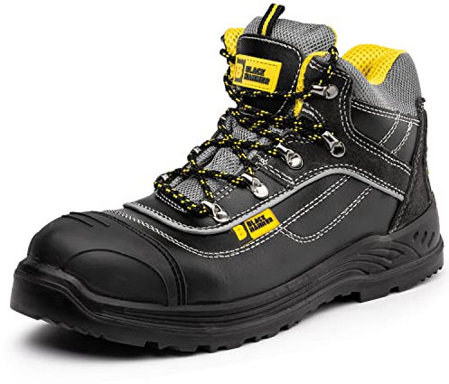 Black Hammer Mens Safety Work Boots Steel Toe Cap Durable and Comfortable Shoes Lightweight Waterproof Non-Slip Anti Static S3 SRC 9944 (10 UK)