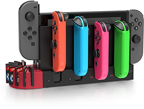 FYOUNG Controller Ladestation für Joy Con Switch & Switch OLED mit 9 Spiele Lagerung, Switch Ladeständer für Joycon Ladestation Zubehör mit Spiele Aufbewahrung