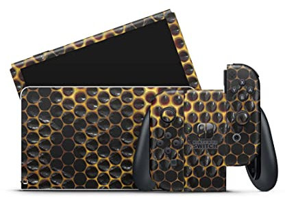 Skins4u Skin Design Folie kompatibel mit Nintendo Switch Konsole & Controller OLED Aufkleber Skins Wraps Decal Golden-Honey