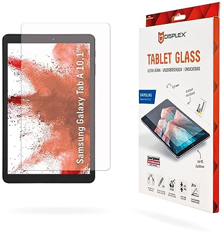 Displex Tablet Glass für Samsung Galaxy Tab A 10,1'',harte Schutzfolie (9H), ökologischer L-Montagerahmen, unzerbrechlich, ultra-dünn, unsichtbar