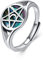 Pentagramm Ringe 925 Sterling Silber Pentagramm Amulett Ring Pentacle Abalone Mond und Stern Ring Wiccan Schmuck Geschenk für Damen Männer