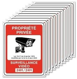 Vidéo surveillance panneau - Panneaux de sécurité Plaque Alarme propriété privée - Signalétique en plastique 20x15cm (10)