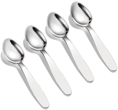 VANRA 4 PCS Kinder Löffel Set 18/8 15cm Edelstahl Suppenlöffel Kinderbesteck Set Silber Besteck Geschirr Sets für Haus Schule (4 Löffel)