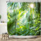 Bovlleetd 180x180cm Tropischer Botanischer Duschvorhang 3D Sommerszene Bananenbaum Badezimmervorhang Palme Warmer Sonnenschein Duschvorhang Grüne Regenwaldpflanze Wasserdichter Badewannenvorhang