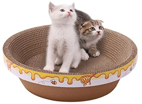 Yosoo Health Gear Rascador para Gatos, Tablero para Rascar de Cartón para Rascar Gatos, Cama de Salón para Rascar Gatos, Almohadilla para Rascar Corrugada Redonda de Doble Capa para Aliviar el