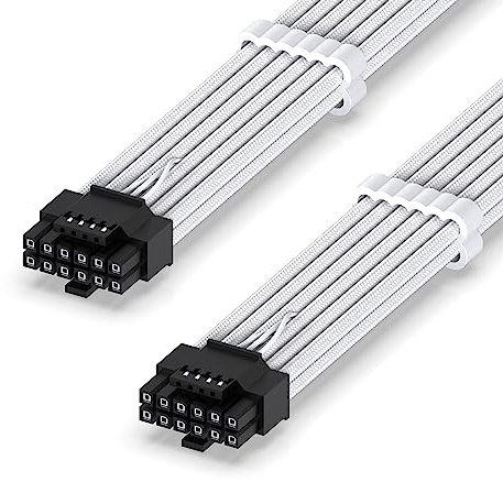 EZDIY-FAB Cavo a Manicotto 16AWG PCI-e 5.0 12VHPWR PSU,600W Cavo da 12+4 pin Maschio a 12+4 pin Maschio per RTX 3090Ti/4070Ti/4080/4090, 60cm/23.62in-Bianco