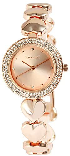 Excellanc Damen-Uhr Metall Gliederarmband Simili Analog Quarz 1800250 (roségoldfarbig)